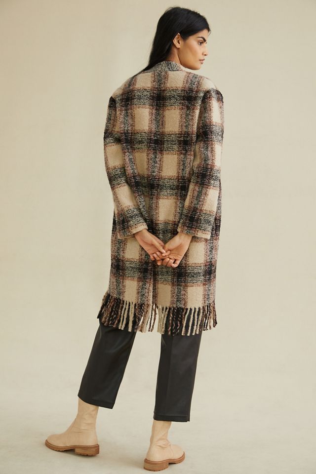 Fringed Plaid Duster Jacket #2