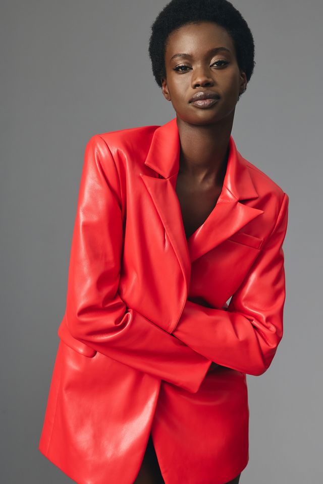 DOLAN Faux Leather Boyfriend Blazer #3