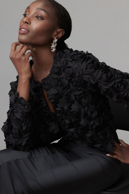 DOLAN Floral Appliqué Crop Jacket | Anthropologie