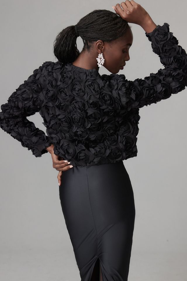 DOLAN Floral Appliqué Crop Jacket #1