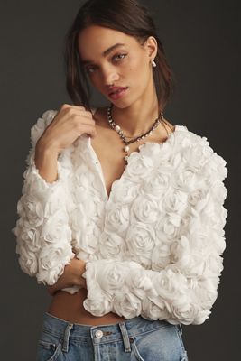 DOLAN Floral Appliqué Crop Jacket