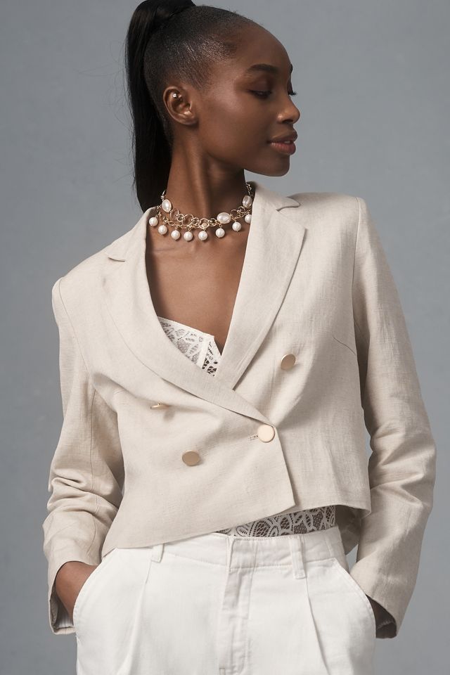 DOLAN Pleated-Back Cropped Blazer #3
