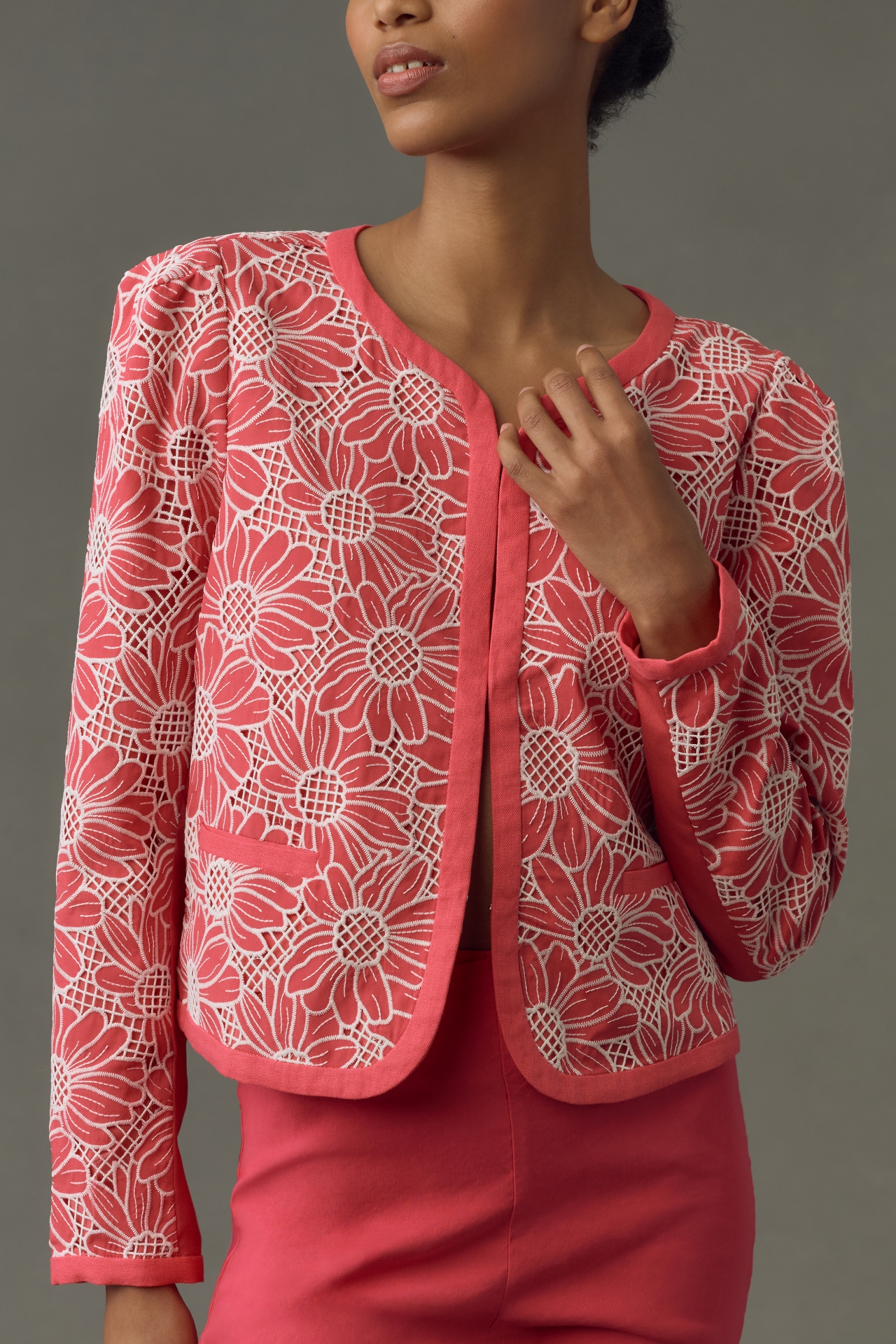 DOLAN Linen Floral Cutwork Jacket