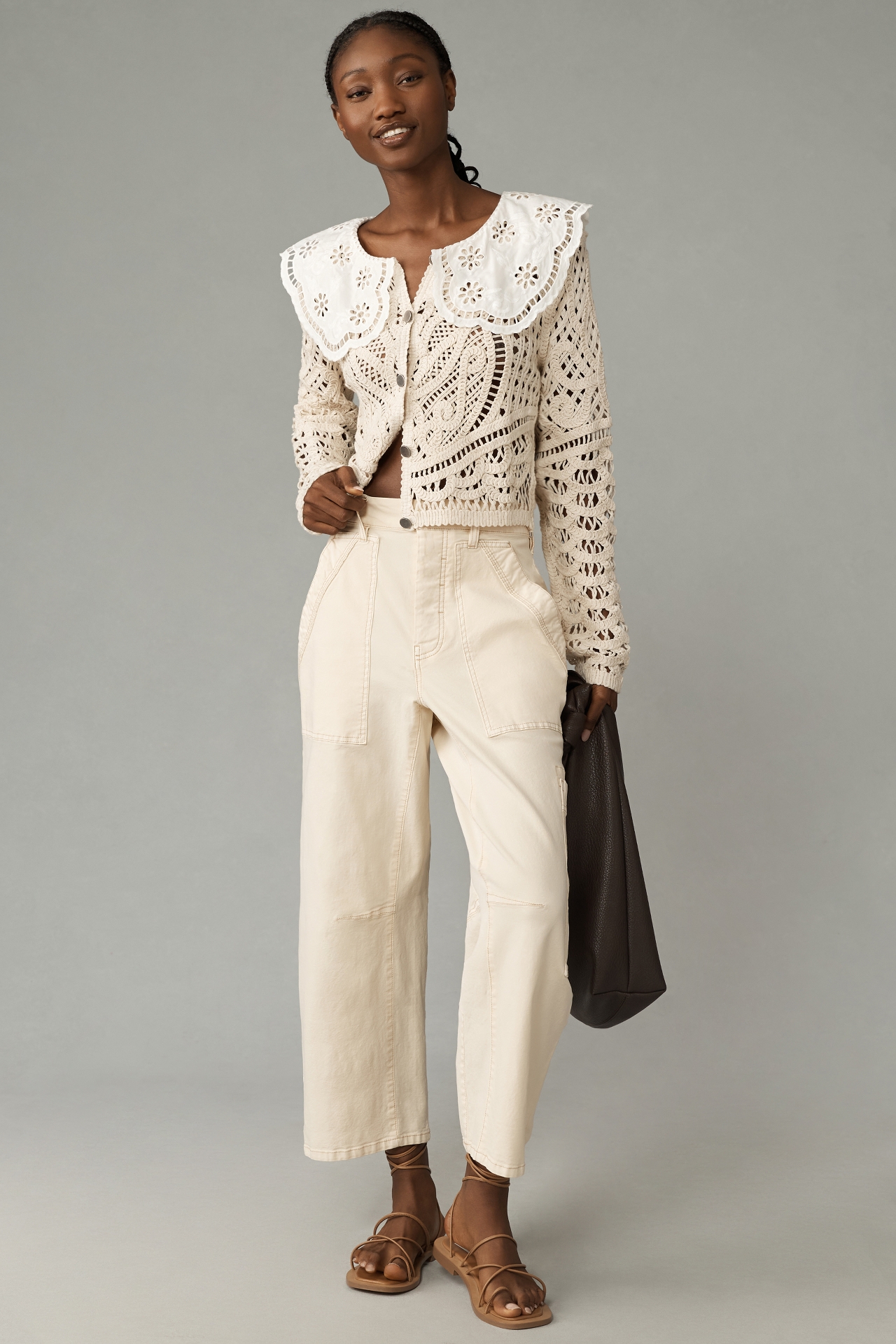 DOLAN Lace-Collar Crochet Jacket