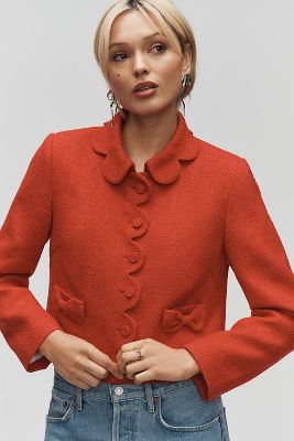 Shop Dolan Left Coast Scallop Tweed Lady Jacket In Red