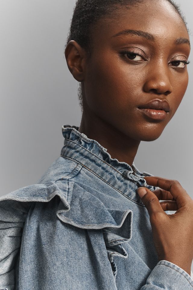 Dolan Left Coast Ruffled Denim Utility Jacket | Anthropologie