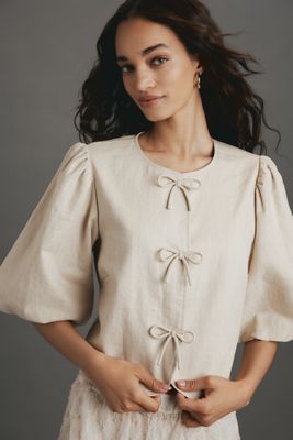 Dolan Left Coast Linen Blend Bow Blazer