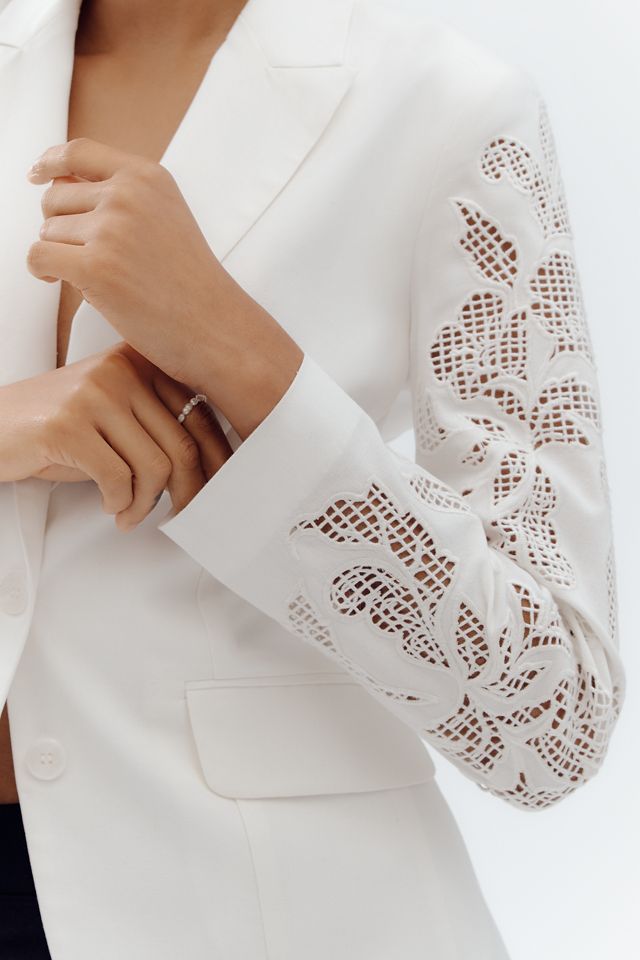 Dolan Left Coast Linen Blend Cutwork-Sleeve Blazer #1