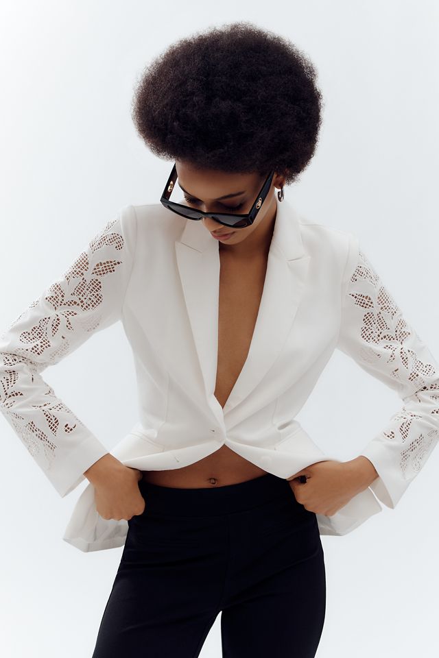 Dolan Left Coast Linen Blend Cutwork-Sleeve Blazer #2