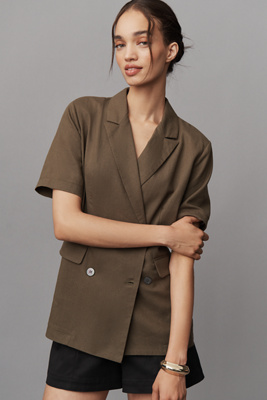 Dolan Left Coast Short-sleeve Linen Blend Blazer Jacket