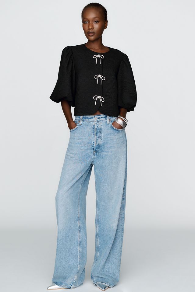 Dolan Left Coast Puff-Sleeve Bow-Embellished Blazer #1