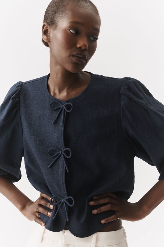 Dolan Left Coast Bow Puff-Sleeve Blazer | Anthropologie