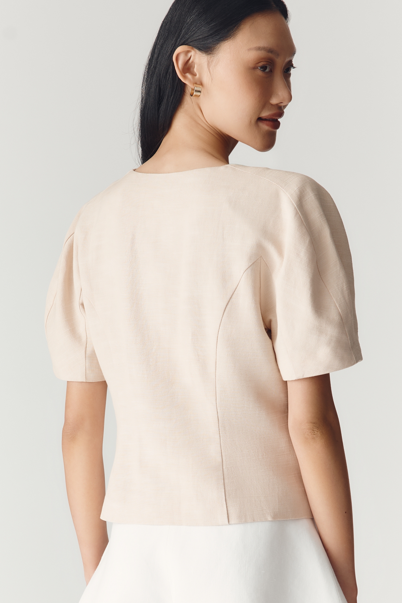 Dolan Left Coast Cotton Linen Puff-Sleeve Blazer