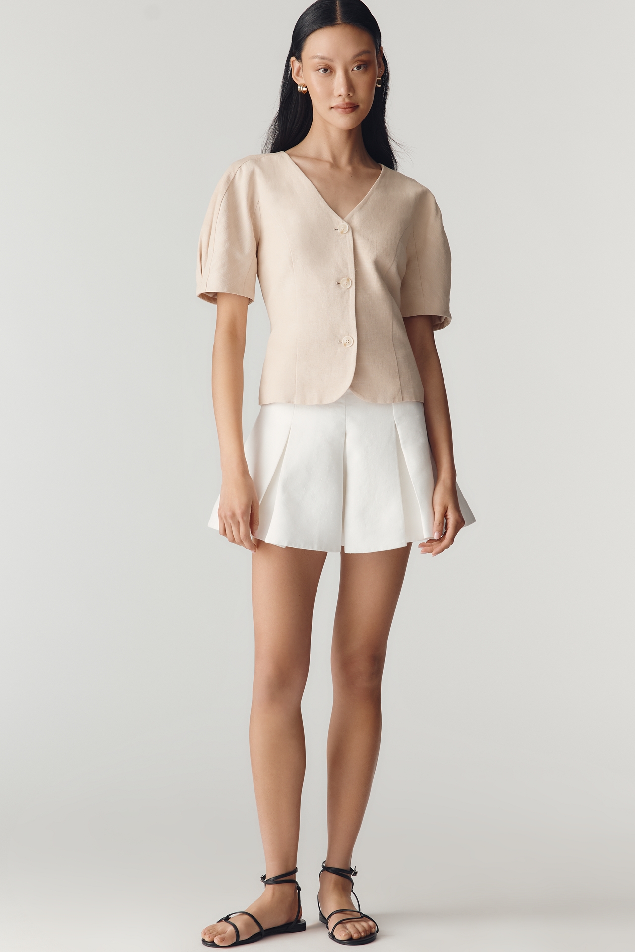 Dolan Left Coast Cotton Linen Puff-Sleeve Blazer