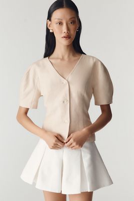 Dolan Left Coast Cotton Linen Puff-Sleeve Blazer