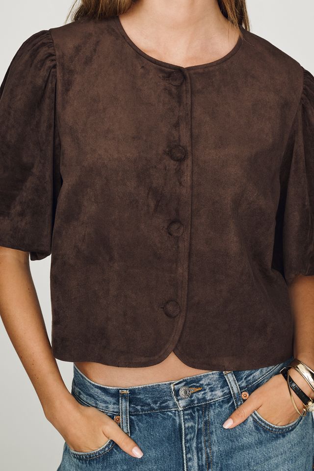Dolan Left Coast Faux-Suede Puff Sleeve Jacket #3