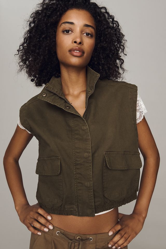 Dolan Washed Twill High Neck Vest | Anthropologie