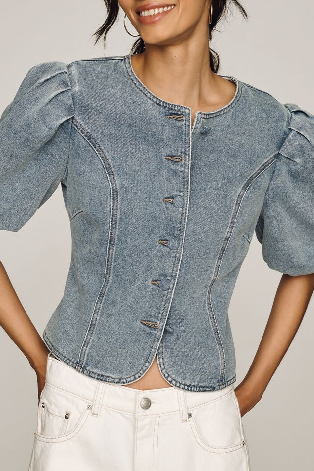 Dolan Washed Denim Puff Sleeve Jacket #1