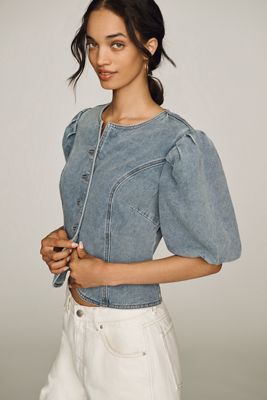 Dolan Washed Denim Puff Sleeve Jacket