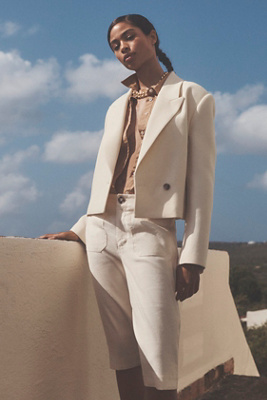 Citizens Of Humanity Coren Cropped Blazer Jacket In Beige