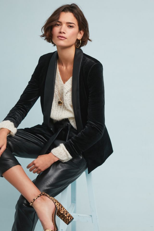 Anthropologie velvet cheap blazer