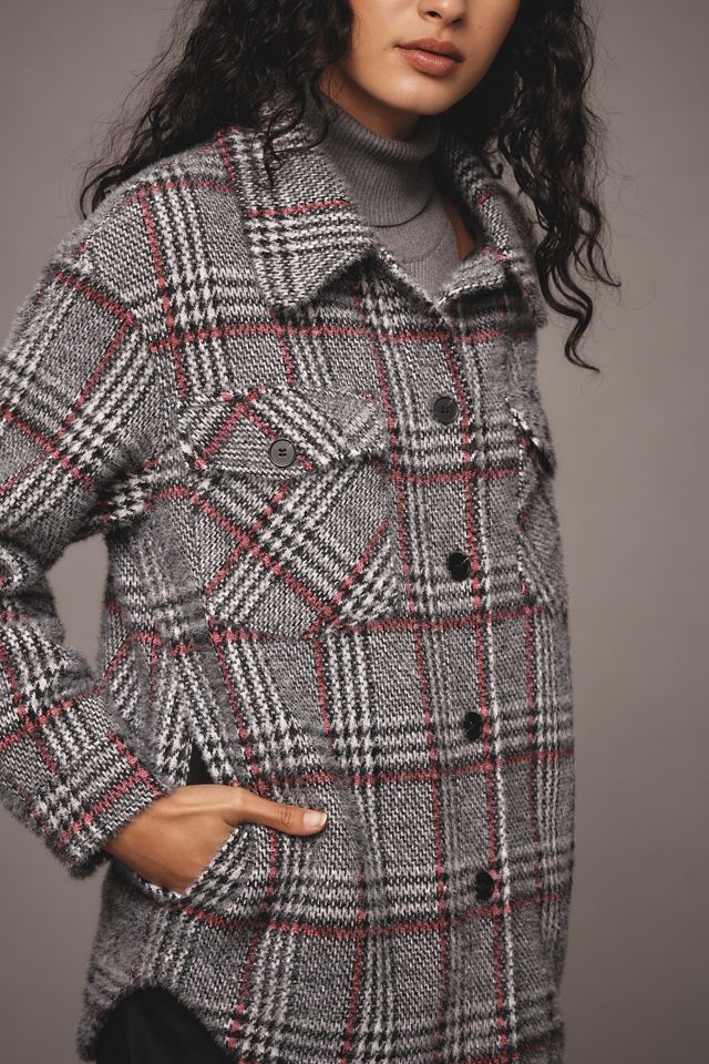 Greylin Plaid Fuzzy Knit Jacket #1
