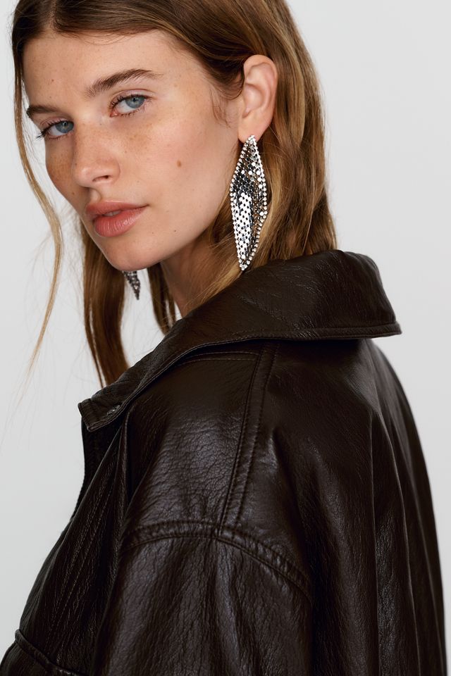 LNA Mercer Faux Leather Funnel Neck Jacket #2