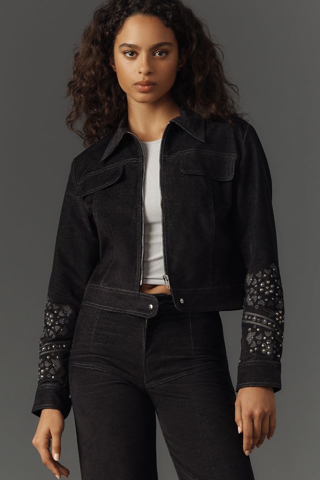 Anthropologie black leather jacket hotsell