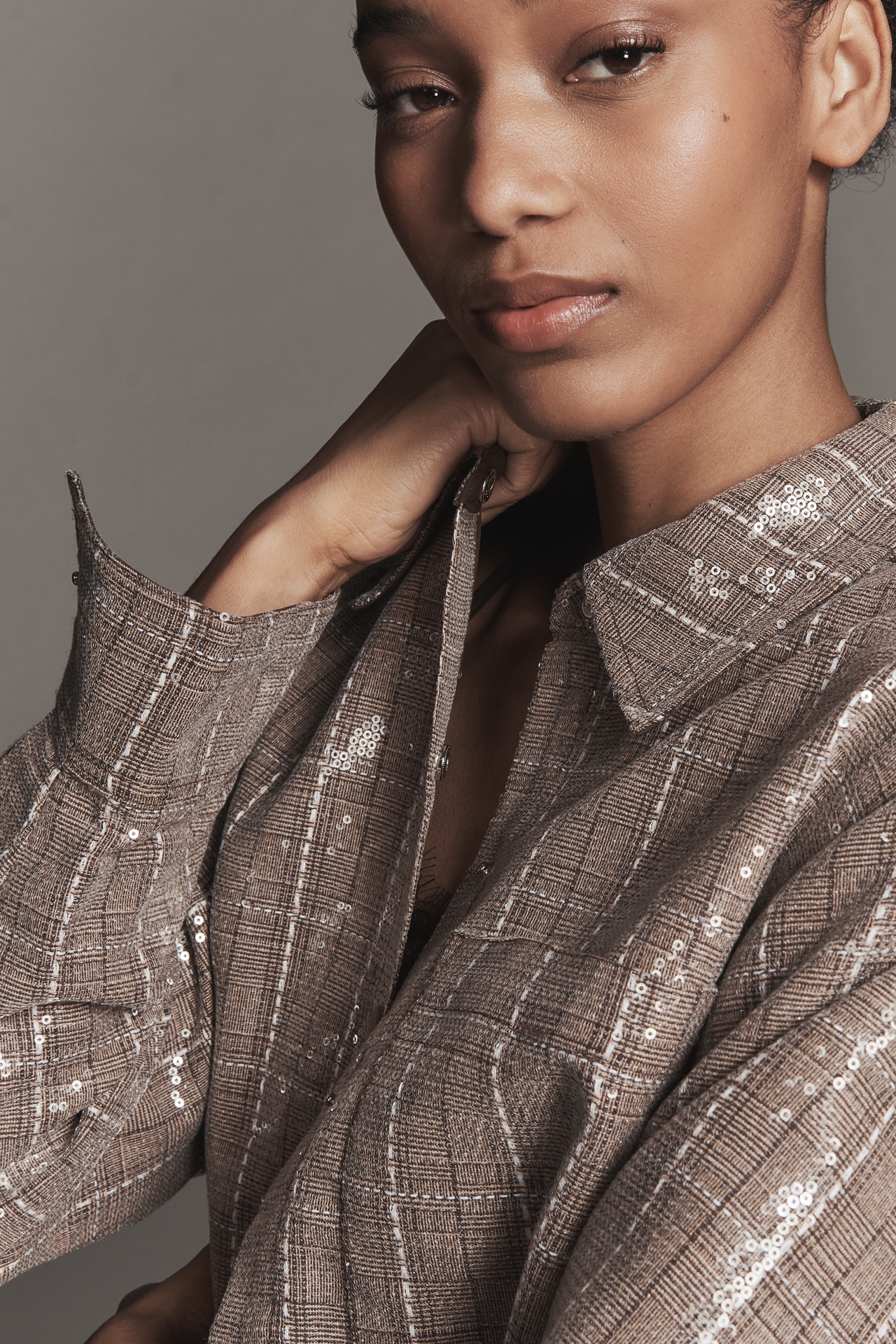 Line & Dot Checkmate Sequin Jacket