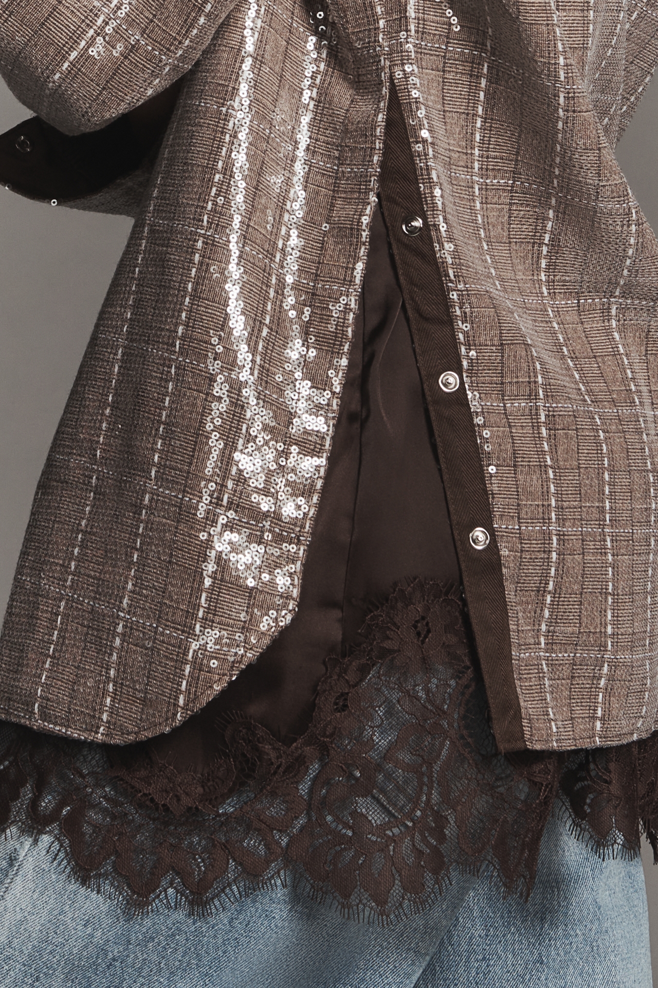 Line & Dot Checkmate Sequin Jacket