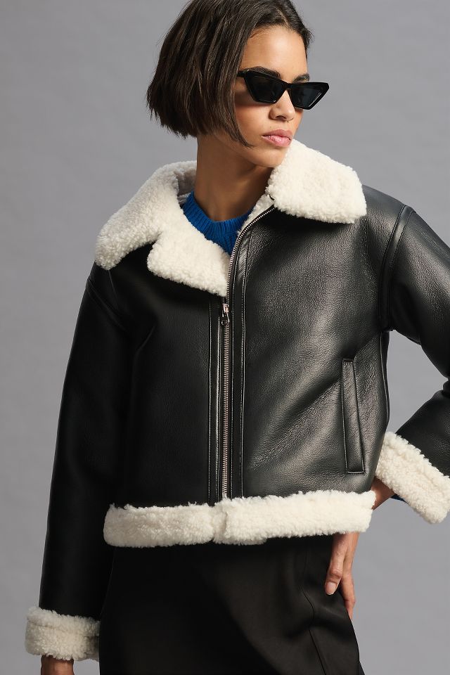 Bella Dahl Sherpa-Lined Faux Leather Jacket #4