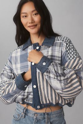 Shop Pilcro Patchwork Jacket In Blue