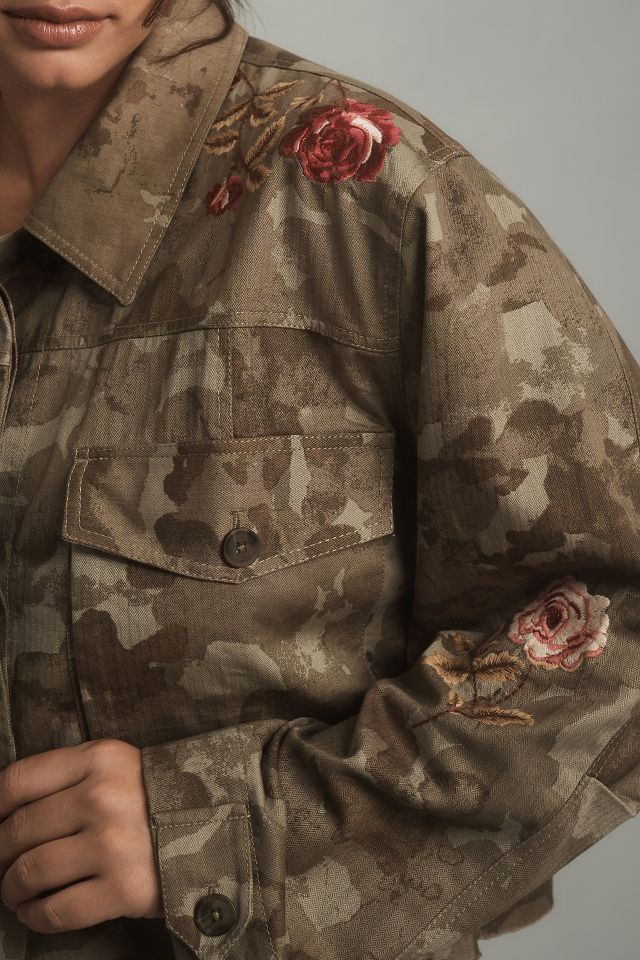 By Anthropologie Embroidered Camo Utility Jacket | Anthropologie