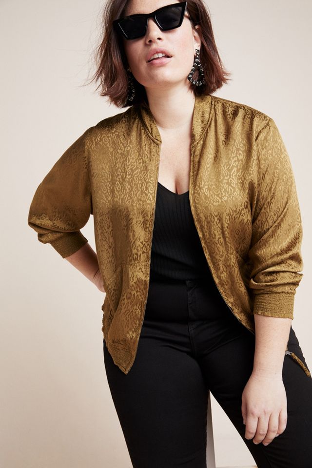 Sequin Jacket Rose Gold Bomber Jacket Plus Size Silky Bomber