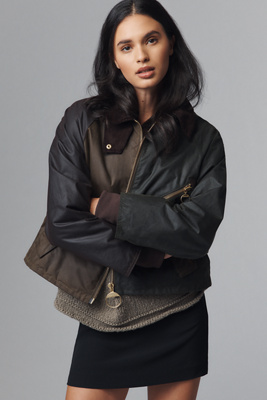 Barbour Arlene Water Repellent Waxed Jacket In Black