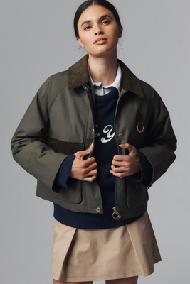 Barbour Phoebe Casual Waxed Cotton Jacket In Green