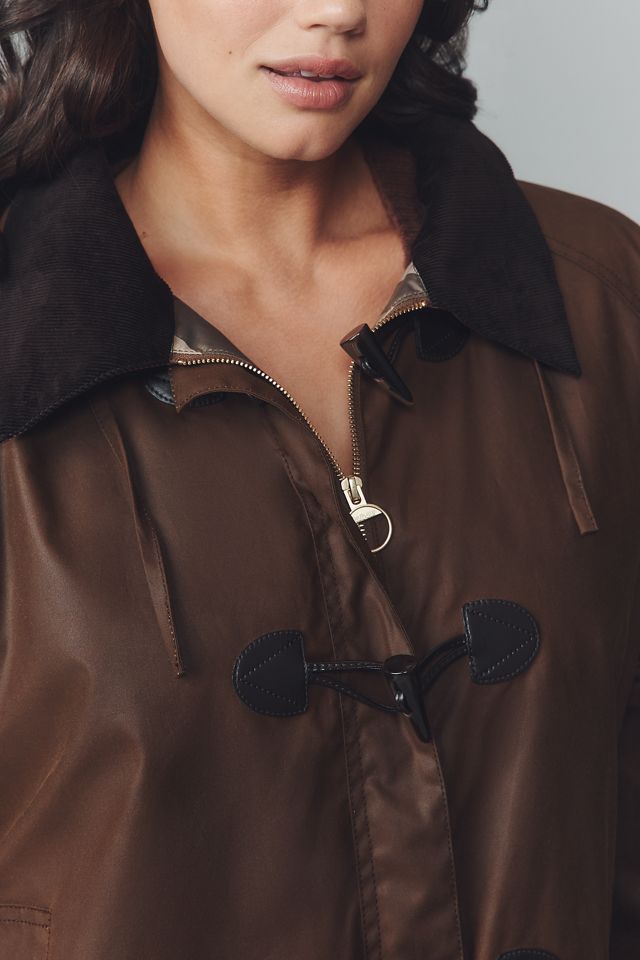 Barbour Myra Waxed Cotton Duffle Coat #6