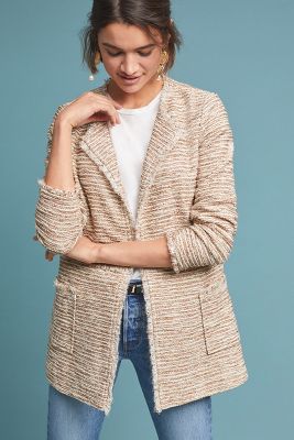 tweed straight longline blazer