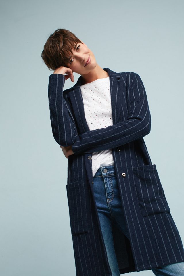 Pinstripe Longline Jacket #1