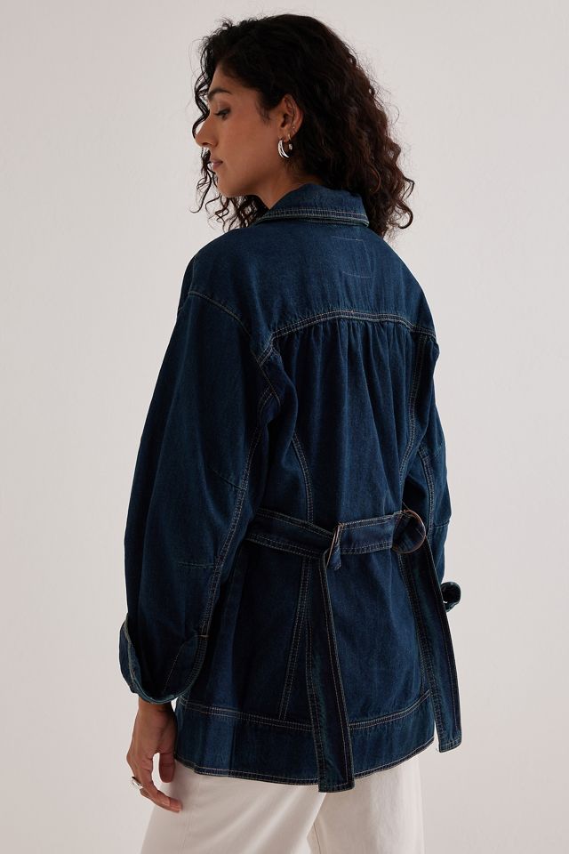 Pilcro Corset Longline Denim Jacket | Anthropologie
