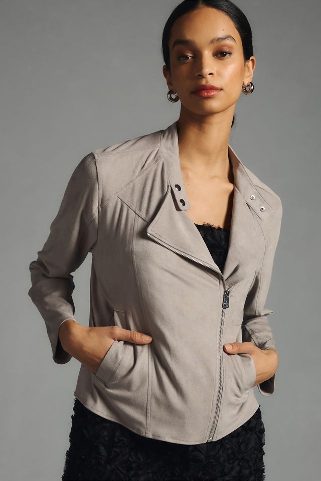 Bernardo Faux Suede Cropped Moto Jacket #3