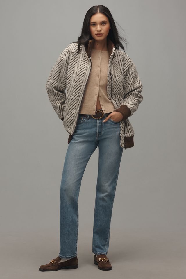 Bernardo Chevron Knit Bomber Jacket #1