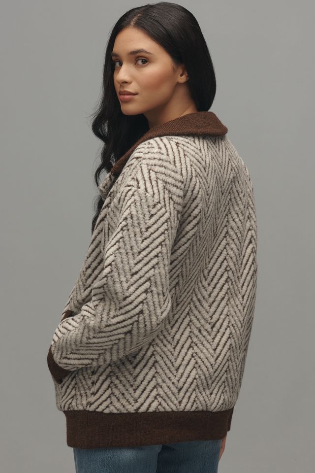 Bernardo Chevron Knit Bomber Jacket #2