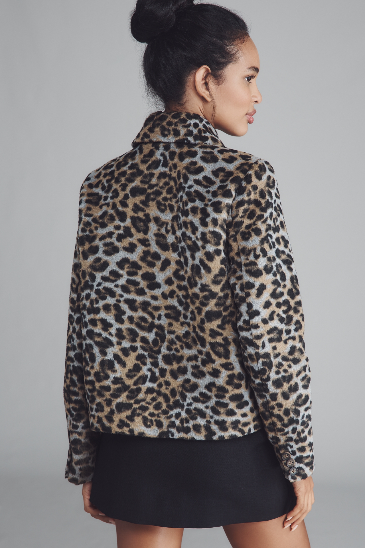 Bernardo Wool Blend Leopard Jacket