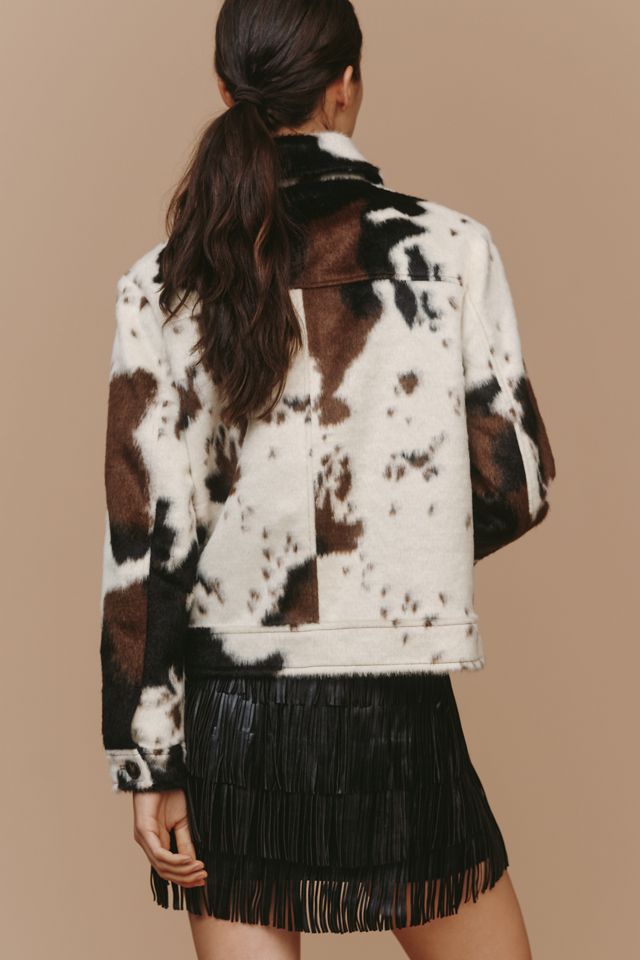 Bernardo Dakota Faux-Fur Cow Print Jacket #1