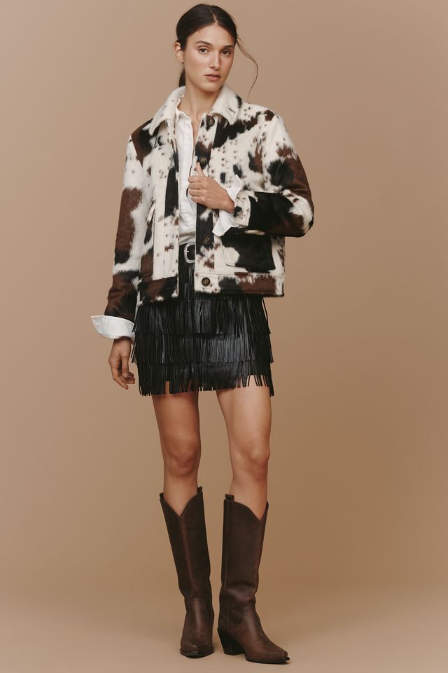 Bernardo Dakota Faux-Fur Cow Print Jacket #2