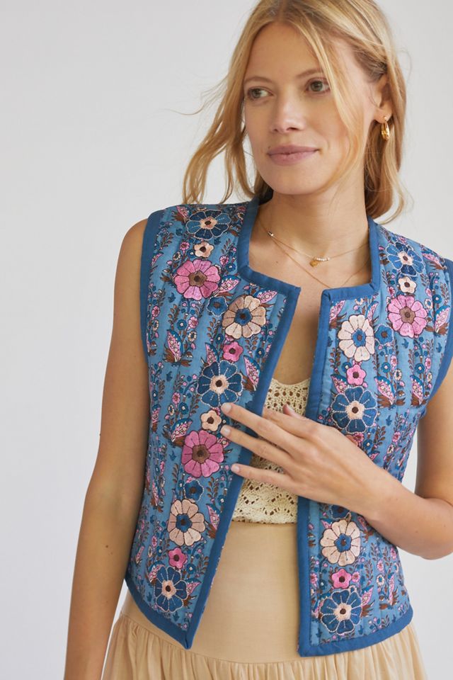 Quilted Floral Vest | Anthropologie