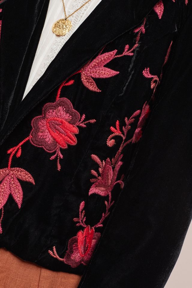 Embroidered Velvet Blazer #1