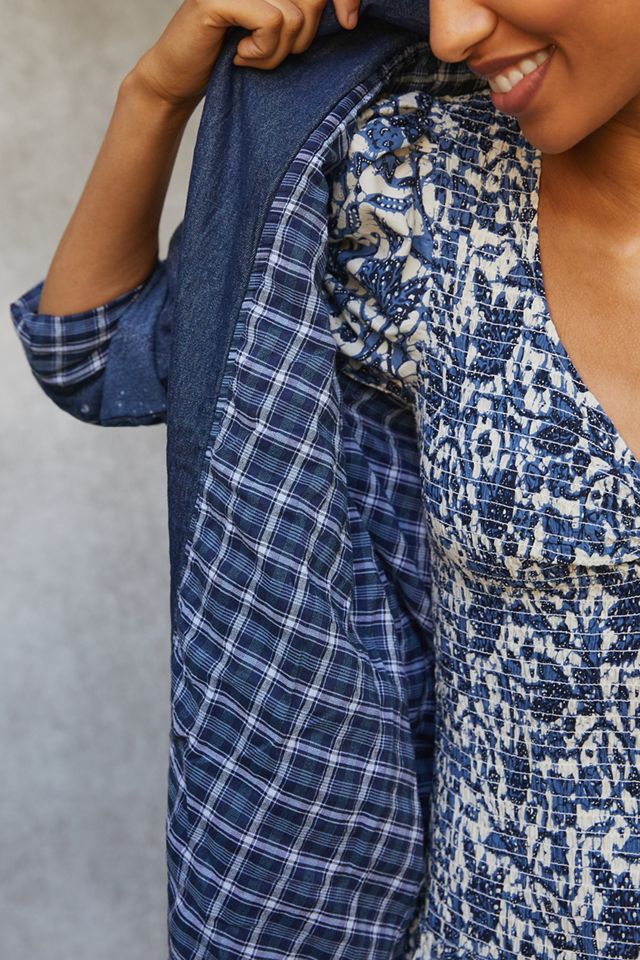 Pilcro Quilted Denim Kimono Jacket | Anthropologie