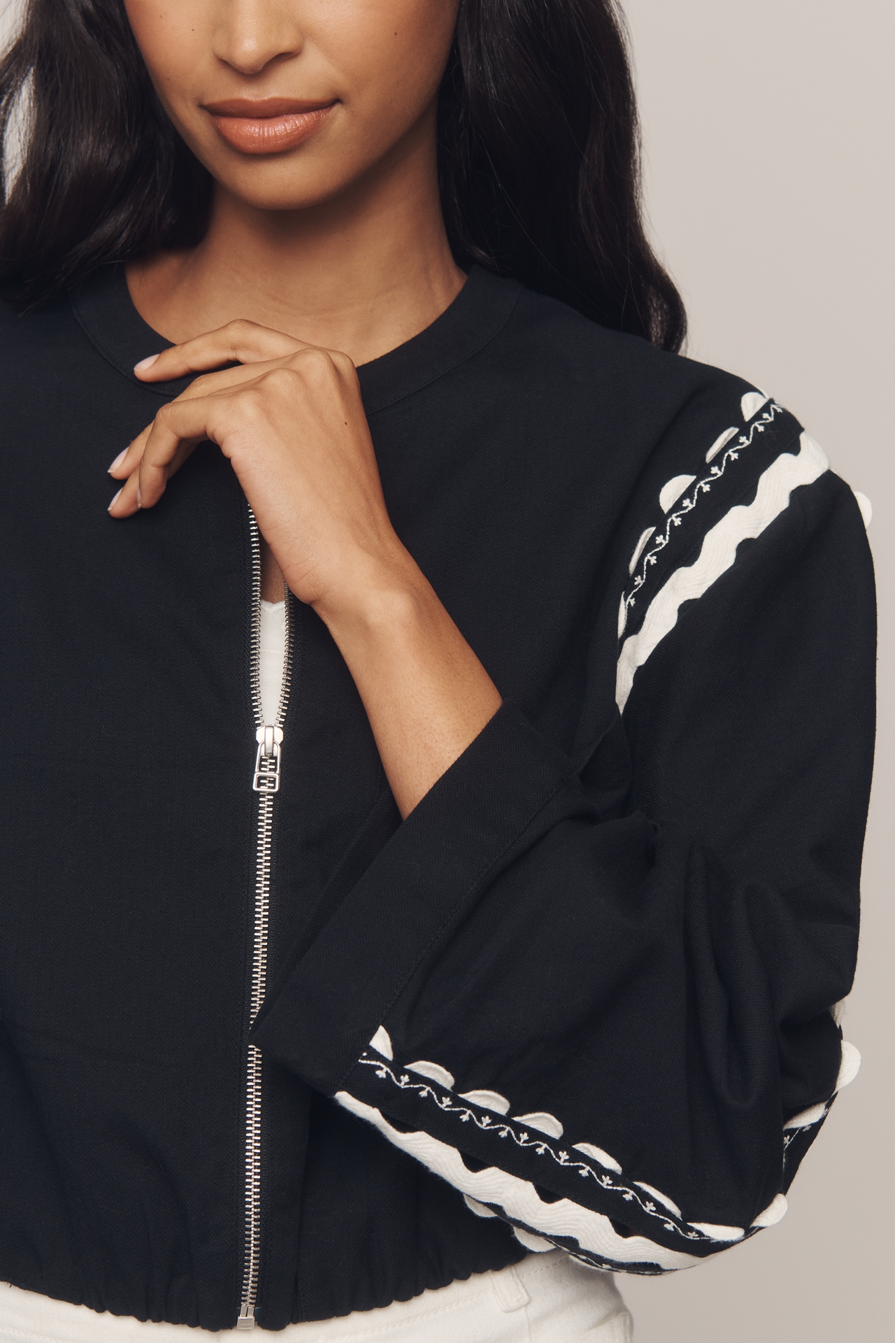 By Anthropologie Scalloped Bomber Jacket